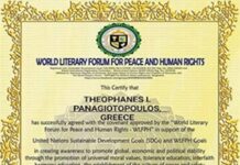 ‘World Literary Forum for Peace and Human Rights’ για τον Ευρυτάνα συγγραφέα, Θεοφάνη Λ. Παναγιωτόπουλο