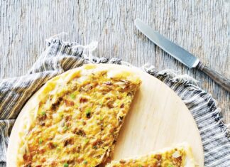 Τάρτα με καραμελωμένα πράσα και γραβιέρα Ευρυτανίας