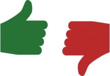 thumb up and thumb down the thumbs up and thumbs down icons are green and red vector 696x373