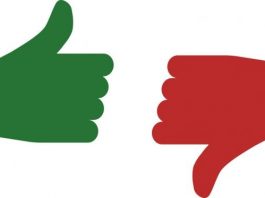 thumb up and thumb down the thumbs up and thumbs down icons are green and red vector 696x373