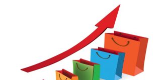 sales growth chart. presenting a getting better economy and incr