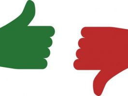 thumb up and thumb down the thumbs up and thumbs down icons are green and red vector 696x373 1