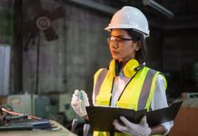 woman operating machine
