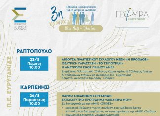 Με εκδηλώσεις σε Καρπενήσι & Ραπτόπουλο η 3η Εβδομάδα Ευαισθητοποίησης για τα Άτομα με Αναπηρία eyryt