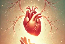 dall·e 2025 03 15 10.30.13 a symbolic illustration representing organ donation. a pair of hands gently holding a glowing heart, with tree roots extending from the heart to symbo