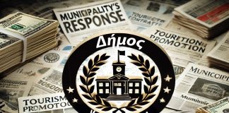 dall e 2025 03 24 11.37.14 a symbolic image of a local government office with a blurred logo of the municipality of karpenisi surrounded by newspapers with bold headlines like 
