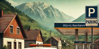 the setting is a small village with a mountainous backdrop