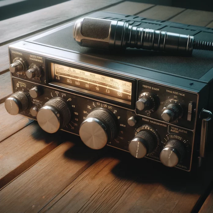 dall e 2025 04 21 21.34.26 a realistic close up image of a vintage amateur radio transceiver sitting on a wooden table. the radio is detailed with knobs dials a glowing freque dall e 2025 04 21 21.34.26 a realistic close up image of a vintage amateur radio transceiver sitting on a wooden table. the radio is detailed with knobs dials a glowing freque