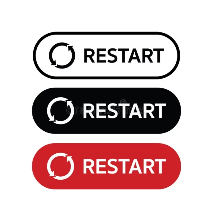κουμπί επανεκκίνησης για επανεκκίνηση υπολογιστή του και συσκευών 219749265